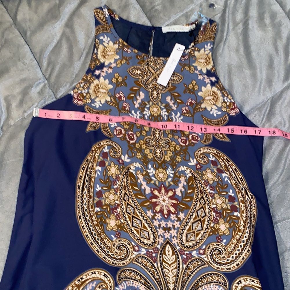 Ark n Co & Co Dress Tunic Top Shirt Paisley Blue NWT Small S - Picture 6 of 7